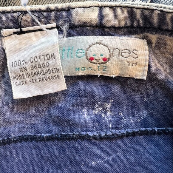 Little Ones Vintage 80s Acid Wash Going Places Overalls Size 12 Months - Picture 2 of 4